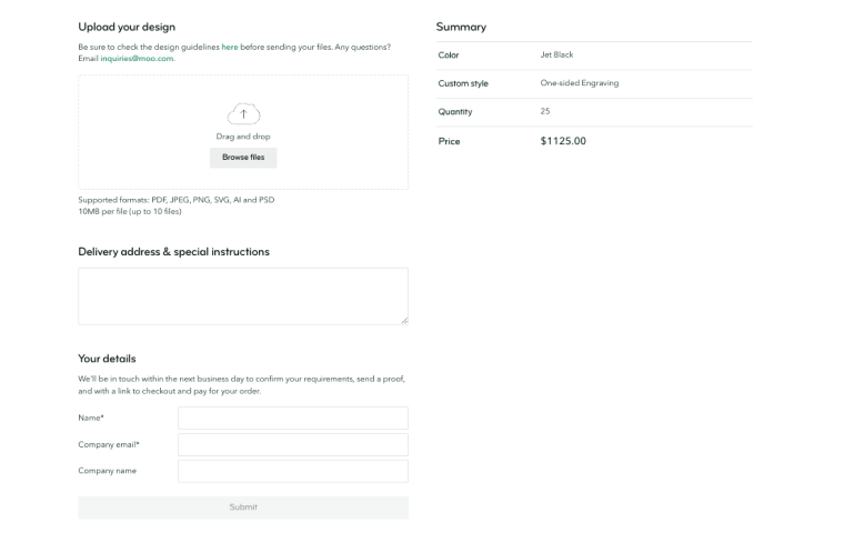 Phase 1 MOO online customisation tool