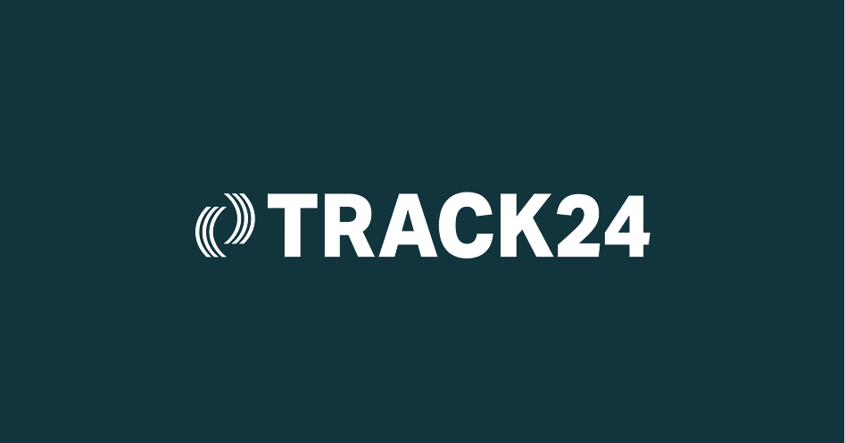 Track24 logo on a dark teal background
